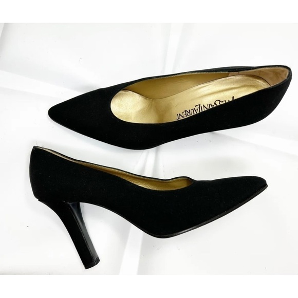 Yves Saint Laurent Sz 9 M Solid Black Pumps Heels - Picture 1 of 10